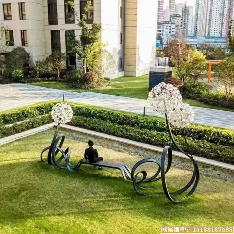 不锈钢喷漆工艺蒲公英座椅坐凳雕塑
